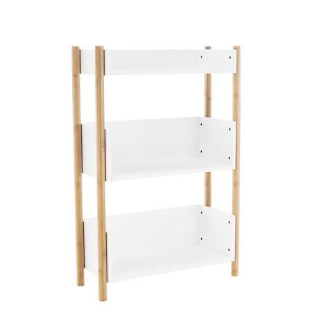Kondela 3-poličkový regál, přírodní bambus/bílá, BALTIKA TYP 2