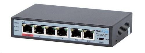 MaxLink PoE switch PSBT-6-4P-250 (náhrada za PSAT-6-4P-250), 6x LAN/4x PoE 250m, 802.3af/at/bt, PSBT-6-4P-250