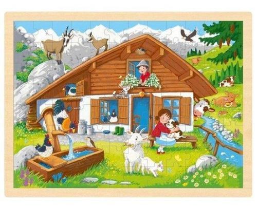 GOKI Dřevěné puzzle V Alpách 96 dílků