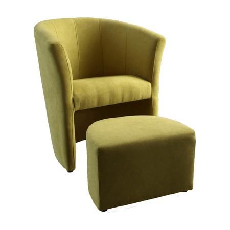 Kondela Klubové křeslo s taburetem, hořčicová, ROSE