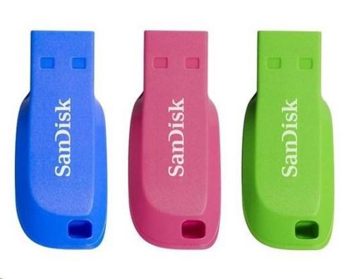 SanDisk Flash Disk 16GB Cruzer Blade (3-pack, 3x 16GB) USB 2.0, modrá, zelená, růžová, SDCZ50C-016G-B46T