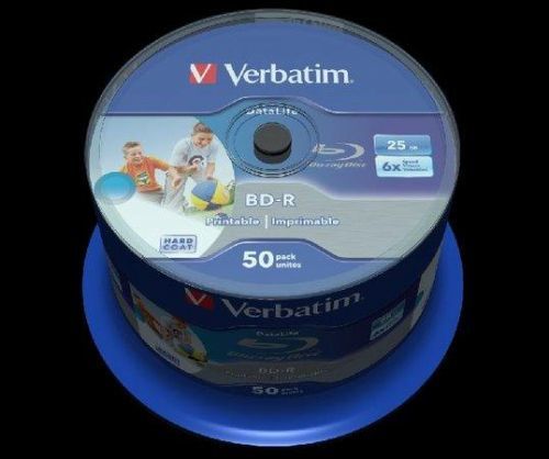 VERBATIM BD-R SL DataLife 25GB, 6x, printable, spindle 50 ks, 43812