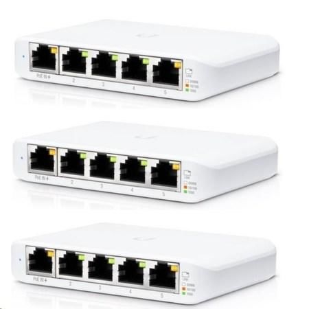 UBNT UniFi Switch USW-Flex-Mini-3, 3-pack  [5xGigabit, 1xPoE In], USW-Flex-Mini-3