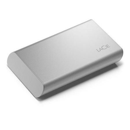 LACIE Portable SSD USB-C 500GB external portable SSD inc rescue service Moon Silver, STKS500400