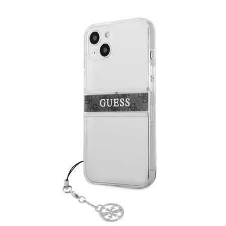 Guess PU/TPU 4G Grey Stripe Case iPhone 13 Mini čirý/šedý