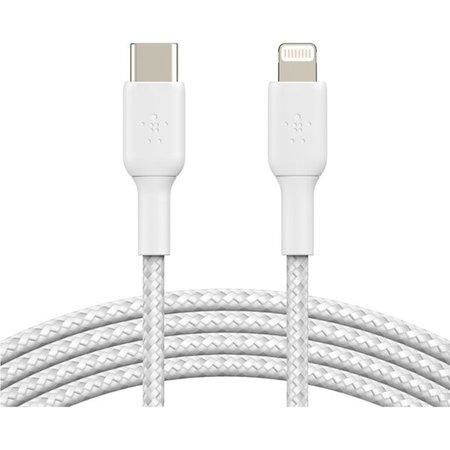 Belkin BOOST Charge Braided USB-C/Lightning odolný kabel, 2m, bílý