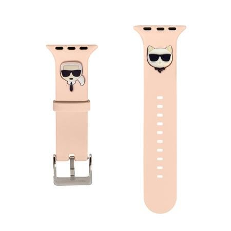 KLAWLSLCKP Karl Lagerfeld Karl and Choupette Řemínek pro Apple Watch 42/44mm Pink