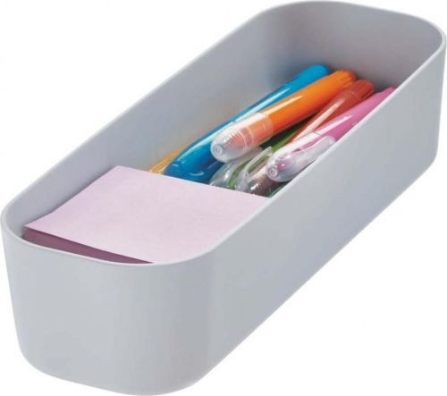 Šedý úložný box iDesign Eco Bin, 27,43 x 9,14 cm