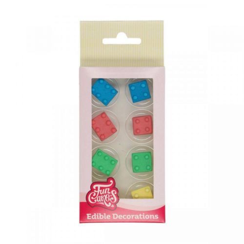 Cukrové zdobení 8ks lego kostky barevné - FunCakes