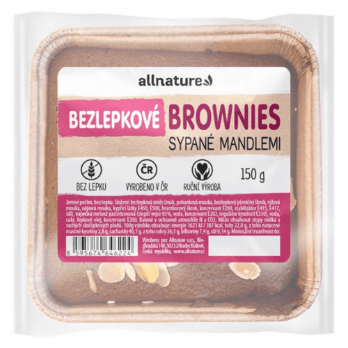 ALLNATURE Bezlepkové brownies sypané mandlemi 150 g