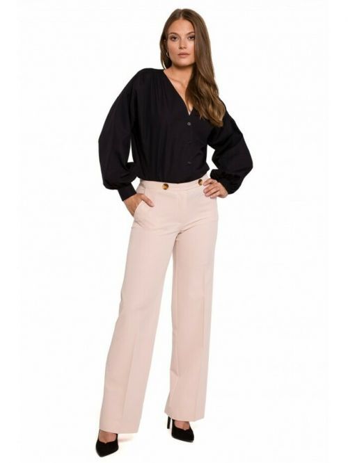 K114 Klasické kalhoty s rovnými nohavicemi - EU S - béžová