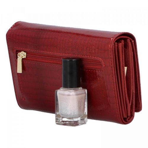 Menší dámská kožená lakovaná peněženka Lorus, červeno/černá