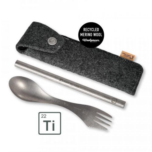 Light My Fire Spork'n Straw Kit Titanium in Merinowool Case