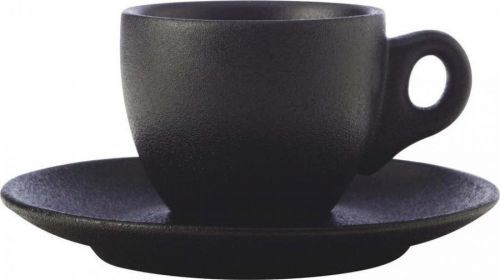 Černý keramický hrnek s podšálkem Maxwell & Williams Caviar, 80 ml