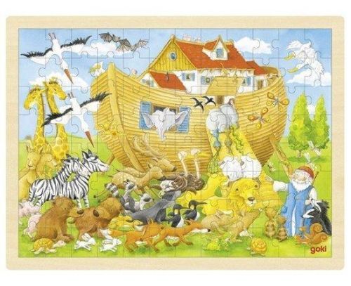 GOKI Dřevěné puzzle Noemova archa 96 dílků