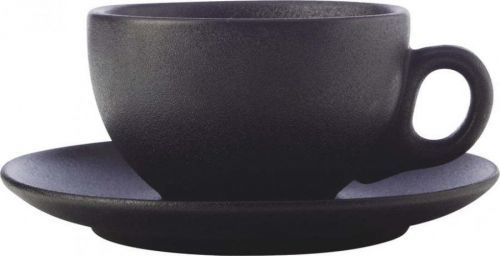 Černý keramický hrnek s podšálkem Maxwell & Williams Caviar, 250 ml