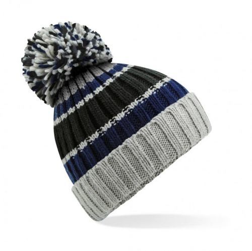 Čepice Beechfield Hygge Striped Beanie - šedá-navy