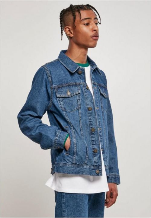 Organic Basic Denim Jacket - mid indigo washed 4XL