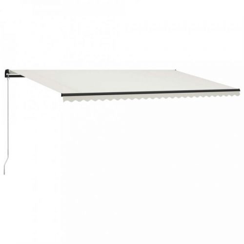 Ručně zatahovací markýza s LED světlem 350x300 cm Dekorhome Krémová