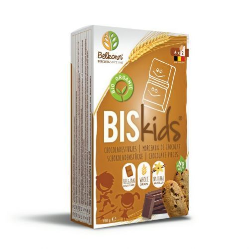 BISkids - BIO dětské celozrnné sušenky s belgickou čokoládou 36M+, 150g