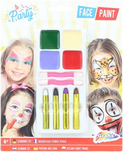 Malování na obličej set 4 barvy obličejové s doplňky v krabici