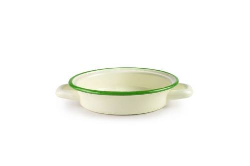 Smaltovaný kastrůlek 14cm se zeleným okrajem - Ibili
