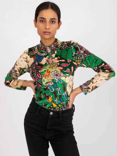 ZELENÁ VELUROVÁ HALENKA BOLOGNA SE VZORY -DHJ-BZ-6291-1.77P-GREEN Velikost: ONE SIZE