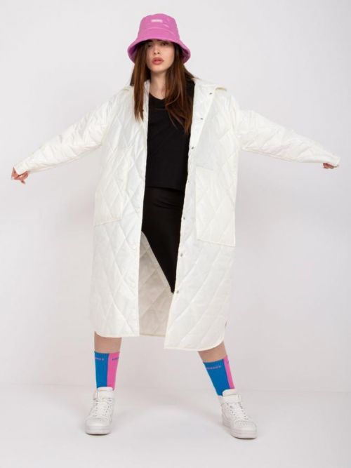 SMETANOVÝ PROŠÍVANÝ KABÁT MAULE -RV-KR-005.00P-ECRU Velikost: S/M