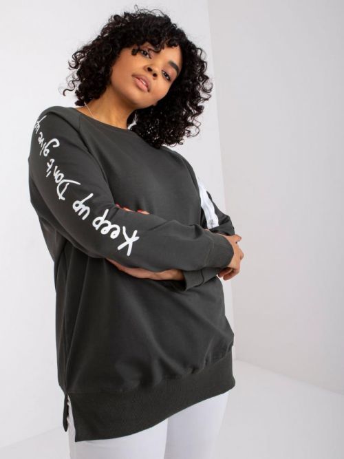 KHAKI  MIKINA PARMA S NÁPISEM NA RUKÁVU -RV-TU-7158.76P-KHAKI Velikost: ONE SIZE