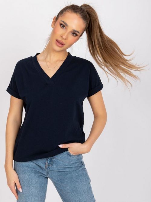 MODRÉ DÁMSKÉ BAVLNĚNÉ TRIČKO SEVERINE RV-TS-7666.19-NAVY Velikost: S/M