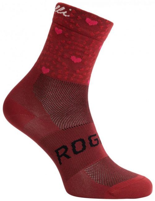 Dámské antibakteriální funkční ponožky Rogelli HEARTS s bezešvou patou, vínovo-červené 36-39