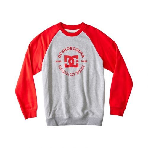 mikina DC - Dc Star Pilot Raglan Crew Heather Grey Racing Red (XSSR) velikost: L