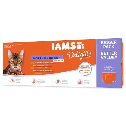 Kapsičky IAMS Cat výběr z mořských a suchozemských mas v omáčce multipack