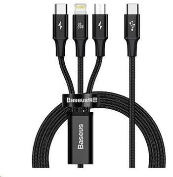 Baseus Rapid Series 3 in 1 cable USB-C For M+L+T 20W 1.5m Black