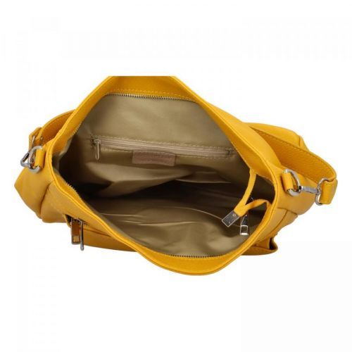 Zajímavá dámská kožená kabelka Fantazie,  žlutá