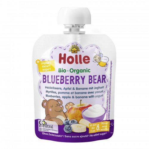 Holle Blueberry Bear - bio dětské ovocné pyré s jogurtem 85 g