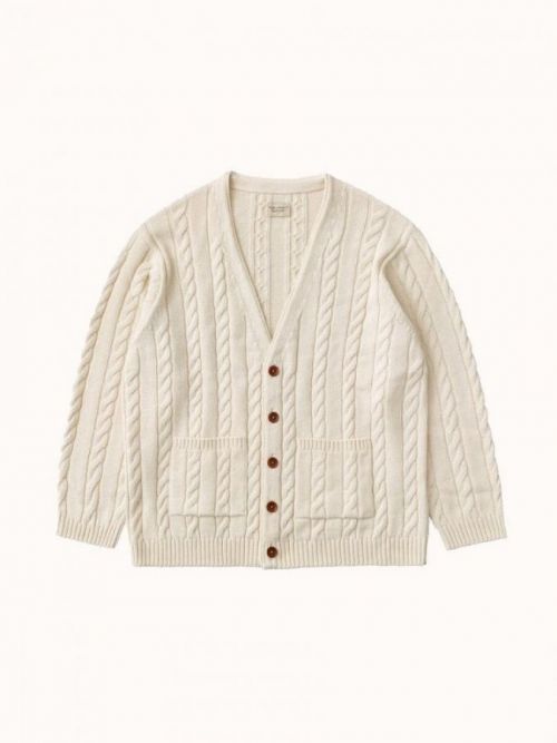 Nudie Jeans Cable Knit Cardigan Rebirth Off White S