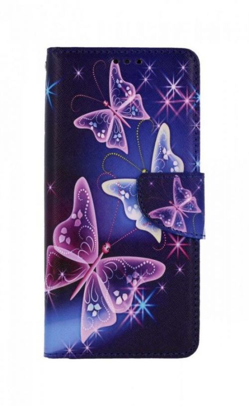 Pouzdro TopQ Realme C25Y knížkové Modré s motýlky 70296