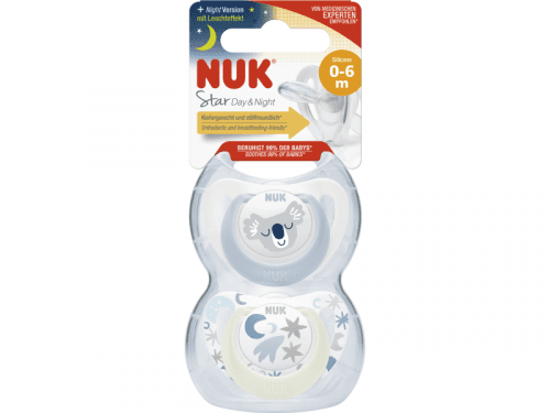 NUK Dudlík STAR Den/Noc, orthodontic silikon 0-6 m 2ks