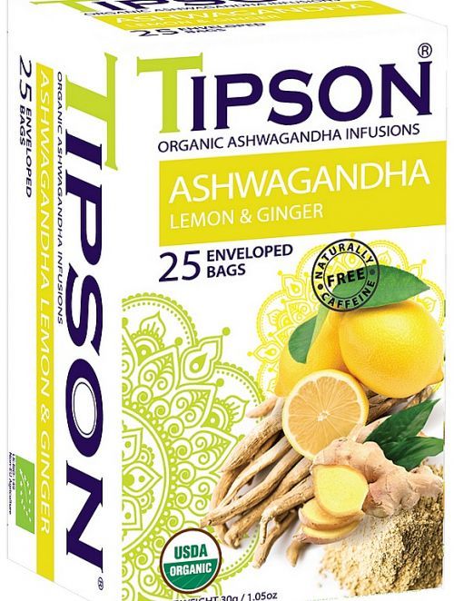Tipson BIO Ashwagandha Lemon & Ginger 25 x 1.2 g