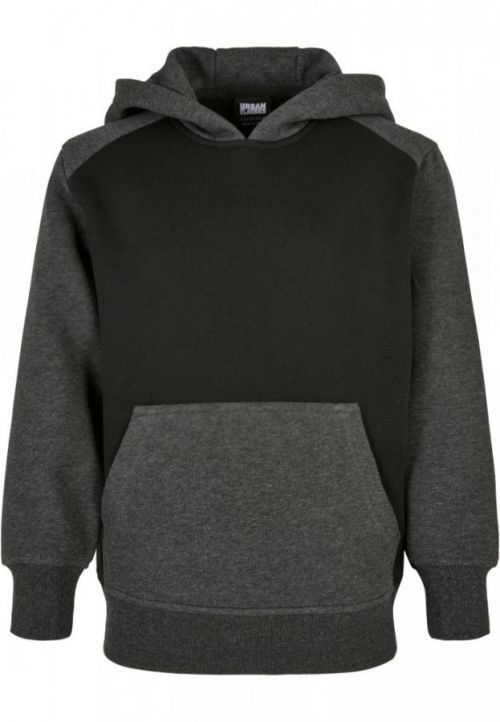 Boys 2-Tone Fake Raglan Hoody - black/charcoal 110/116