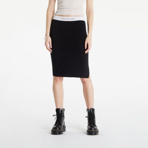 Calvin Klein Jeans Contrast Waistband Knitted Skirt Ck Black XS