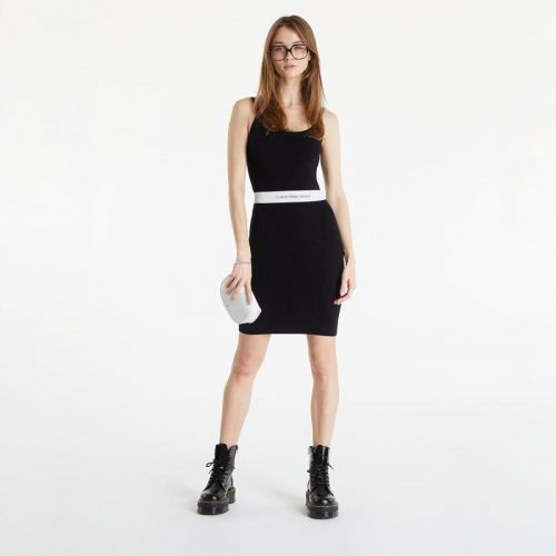 Calvin Klein Jeans Contrast Waistband Knitted Dress Ck Black XS