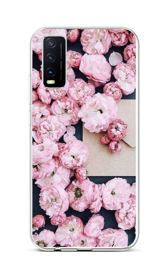 Kryt TopQ Vivo Y20s silikon Růžové květy 70172