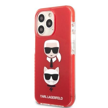 KLHCP13XTPE2TR Karl Lagerfeld and Choupette Heads Kryt pro iPhone 13 Pro Max Red