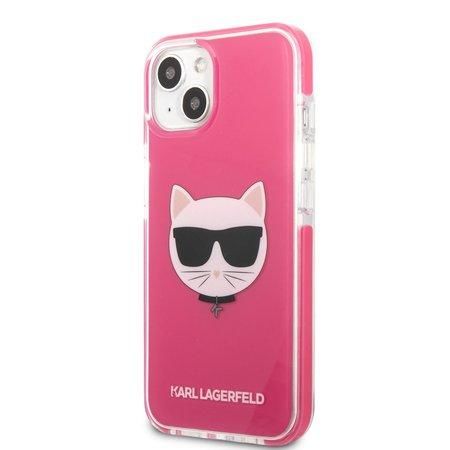 KLHCP13STPECPI Karl Lagerfeld TPE Choupette Head Kryt pro iPhone 13 mini Fuchsia