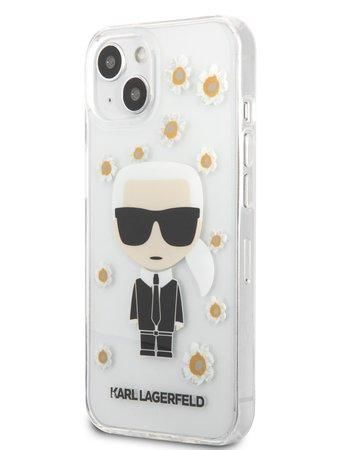 KLHCP13SHFLT Karl Lagerfeld Ikonik Flower Kryt pro iPhone 13 mini Transparent