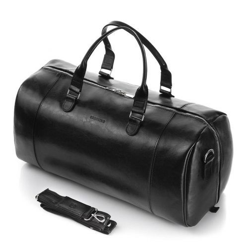 Brodrene Pánská kožená cestovní taška přes rameno Tech černá Univerzální r30