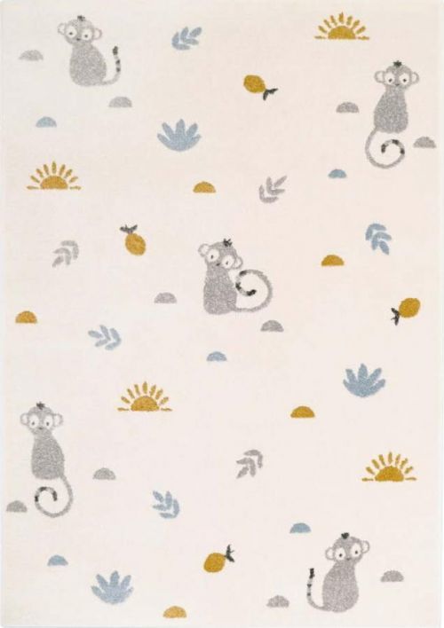 Béžový dětský koberec Nattiot Little Wild Monkey, 135 x 190 cm