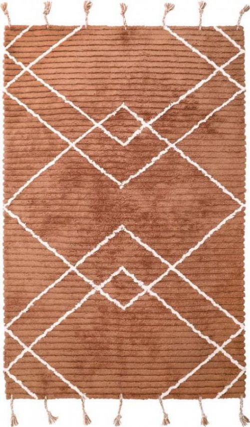 Hnědý ručně vyrobený koberec z bavlny Nattiot Lassa, 100 x 150 cm